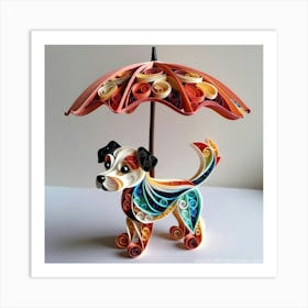 Quilled Dog With Umbrella Art Print