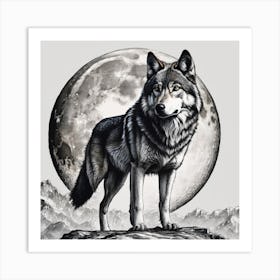 Wolf In The Moonlight Art Print