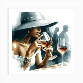 Woman Drinking Wine 4 Art Print