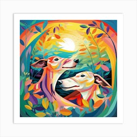 Sunshine Greyhounds Art Print