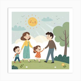 Happy Family In The Park 1 Art Print