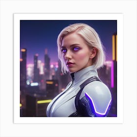 Girl In A Futuristic Outfit Art Print