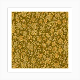 A Pattern Featuring Amoeba Like Blobs Shapes With Edges, Flat Art, 123 Art Print