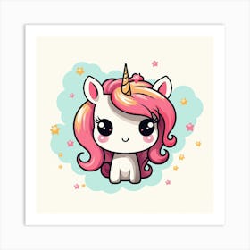 Unicorn With Rainbow Mane 7 Art Print