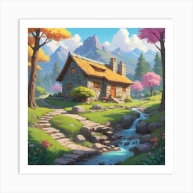 Cottage In The Forest Art Print