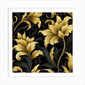 Gothic inspired gold and black floral Art Print