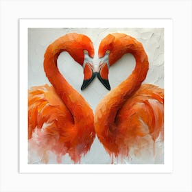 Flamingos In Love 9 Art Print