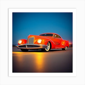 Classic Car At Night Art Print