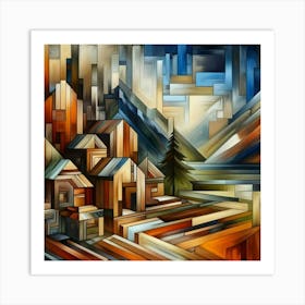 A mixture of modern abstract art, plastic art, surreal art, oil painting abstract painting art e
wooden huts mountain montain village 18 Art Print