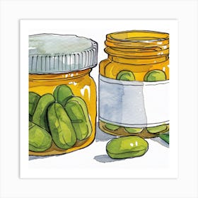 Illustration Of Pills In A Jar Art Print