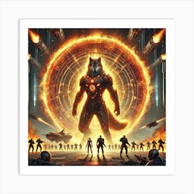 Yang Fire Wolf Protective Flames Art Print