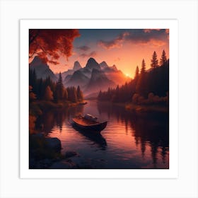 Sunset In The Mountains Art Print