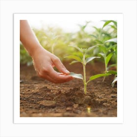 Hand Planting A Seed Art Print