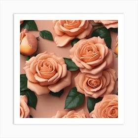 Peach Roses 7 Art Print