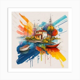 Stunning watercolor landscapes 16 Art Print