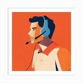 Illustration Of A Call Center Worker Art Print