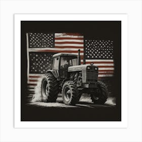 Farm Tractor With American Flag Art Print