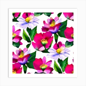 Watercolor Flowers Seamless Pattern 1 Art Print