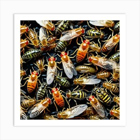 Flies Insects Pest Wings Buzzing Annoying Swarming Houseflies Mosquitoes Fruitflies Maggot (22) Art Print