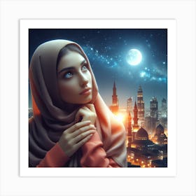 Muslim Woman In Hijab Art Print