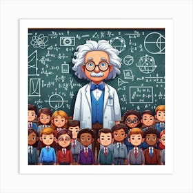 Albert Einstein And His Students Art Print