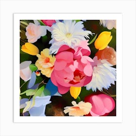 Pink Peony Bouquet Art Print