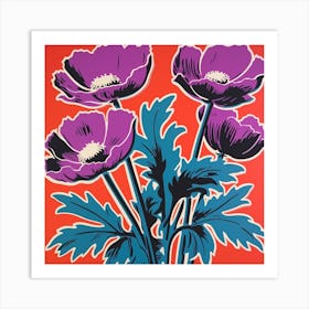 Anemone 2 Pop Art Illustration Square Art Print