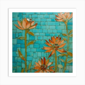 Sunflowers On Tile Art Print