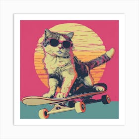 Skateboard Cat 9 Art Print