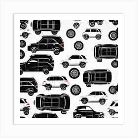 Black And White Cars 1 Art Print