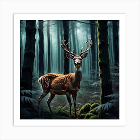 Deer In The Forest 45 Art Print