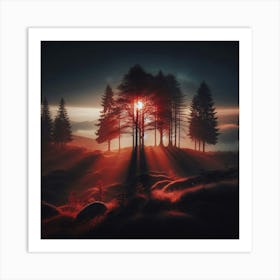 Sunset In The Forest 66 Art Print