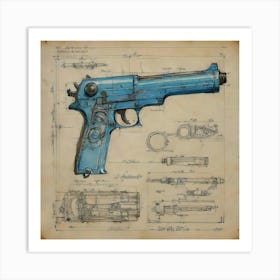 alt: Gun Blueprints 1 Art Print