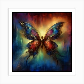 Colourful Steampunk Butterfly Art Print