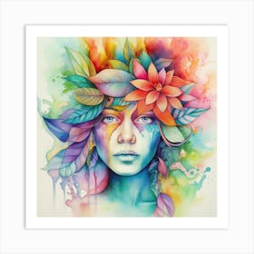 Watercolor Tropical Woman #2 Art Print