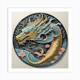 Asian dragon motif Art Print