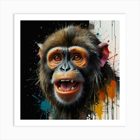 Leonardo Lightning Xl Watercolor Art A Painting Of An Monkey W 0 Art Print