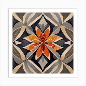 Firefly Beautiful Modern Detailed Floral Indian Mosaic Mandala Pattern In Neutral Gray, Charcoal, Si (4) Art Print