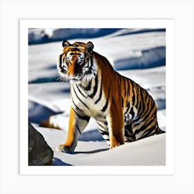 Tiger In The Snow Art Print