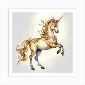 Unicorn With Flowers 4 Art Print