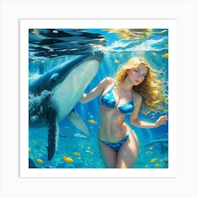 Girl And A Whale jk Art Print