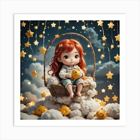 Little Girl In A Basket Art Print