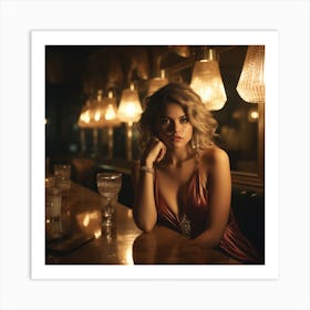  Selena  Drinking A Glass Of Gin In Nightclub At a bar  Art Print