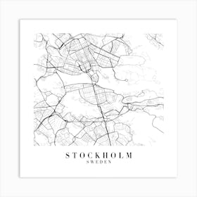 Stockholm Sweden Street Map Minimal Square Art Print