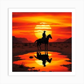 Sunset Cowboy Art Print