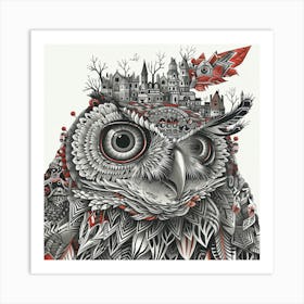 Owl In The City 2 Art Print