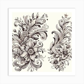 Ornate Floral Pattern 5 Art Print