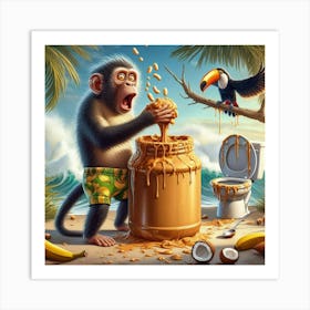 Monkey Eating Peanut Butter Affiche