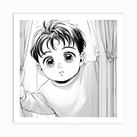 Boy With Big Eyes Art Print