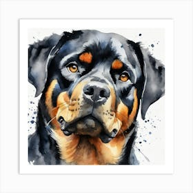 Rottweiler Watercolor Painting Art Print